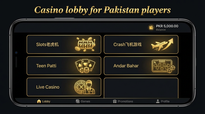 Lobby view of WT777 for Pakistan users